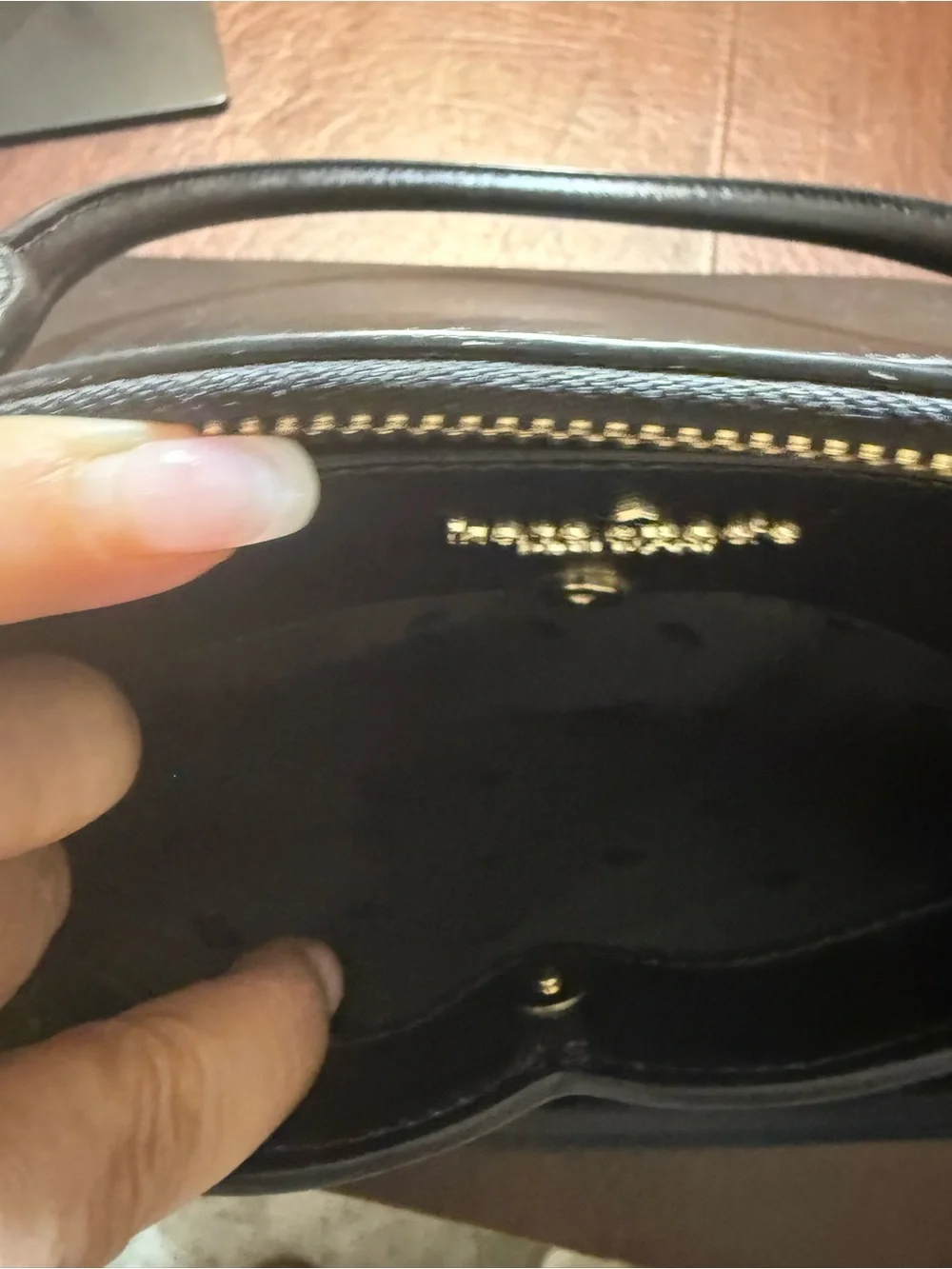 kate spade black crossgrain leather Payton meduim dome satchel